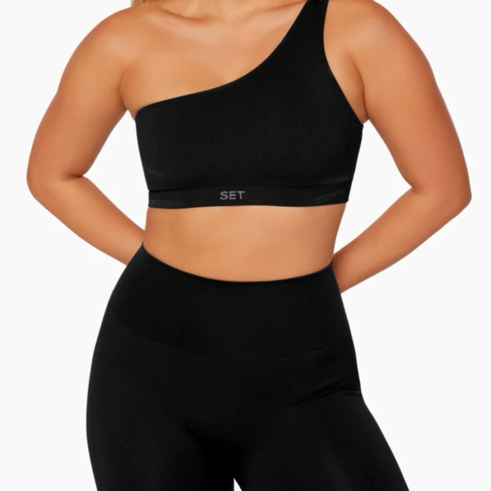 Nwot Set Active Sculpflex Ribbed One Shoulder Bra… - image 1